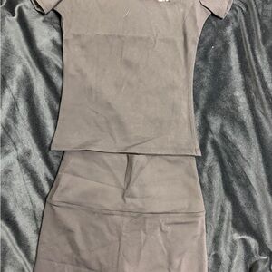 ALO Yoga Black Top and biker shorts set